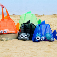 Large Capacity Beach Bag Lightweight Cartoon Mesh Tote Quick-Dry Mesh Beach Bag Breathable for Travel, Vacation