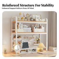 Space Saving Multi-Tier Desk Shelf Sturdy & Long-Lasting Multi-Tier Desk Hutch Stable Load-Bearing Desktop Hutch Organizer Large Capacity for Students, Dorm Residents, Telecommuting Workers, Study Room, Bedroom