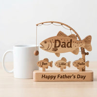 Fishing Figurine, Hand Carved Wooden Figurine, Rustic Home Decor, Unique Wood Art for Nature Lovers