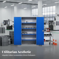 High Load Capacity Heavy-Duty Tool Locker Long-Lasting Lockable Steel Cabinet Multi-Functional Storage Furniture Adjustable Shelves for Factory Workers, Workshop Technicians, DIY Enthusiasts, Garage, Warehouse, Home, Office