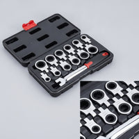 13 Pieces Ratcheting Wrench with Replaceable Heads Flexible Wrench Set with Interchangeable Heads Compact Ratchet for Tight Areas