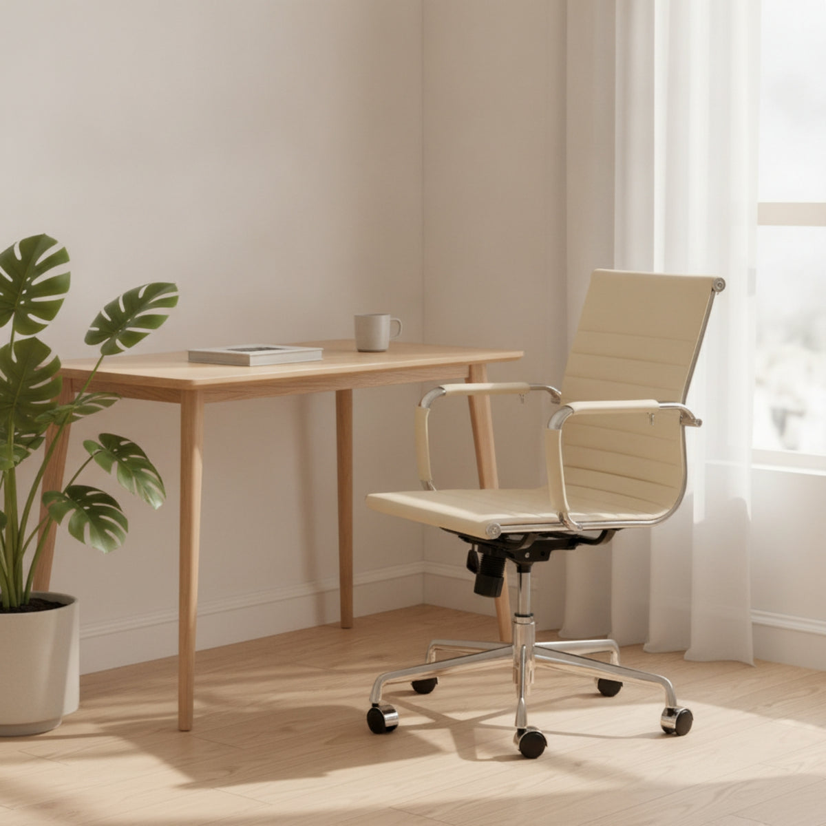Home Office Chair Height-Adjustable Swivel Office Chair Padded for Study Room