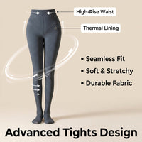 Fleece Lined Tights for Women with Control and Hip Lifting Design, Thermal for Autumn Winter Cold Weather, Thick Footed Leggings