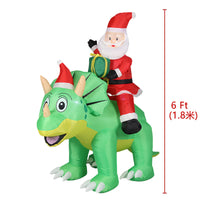 6FT Inflatable Christmas Santa Riding Dinosaur with Gift Box, AU Plug