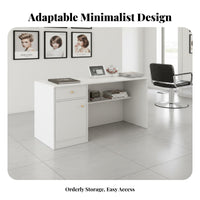 Minimalist Design Small Checkout Counter Strong Load-Bearing Small Reception Desk Long-Lasting Construction Modern Checkout Stand Spacious Desktop for Receptionists, Business Owners, Salon Personnel, Boutique, Lobby, Home Office