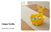 Cute Cartoon Design Felt Bunny Basket Collapsible Easter Bunny Candy Basket Foldable Kids Easter Tote Lightweight for Children