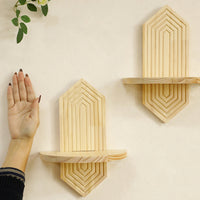 Bohemian Diamond Single-Layer Solid Wood Wall Planter Shelf