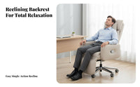 Lumbar Support Reclining Chair with Footrest High-Back Design Office Furniture Ergonomic Computer Desk Seat 360° Swivel for Executives, People Working from Home, Gamers, Napping, Study Room, Gaming