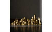 Mountain Ornament Golden Metal Ornament with Base Textured Decor for Shelf