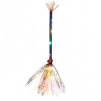 Witch Broom with Lights Light-up Glowing Broom Costume Accessory Multicolor Prop Delicate for Cosplayers, Halloween, Cosplay