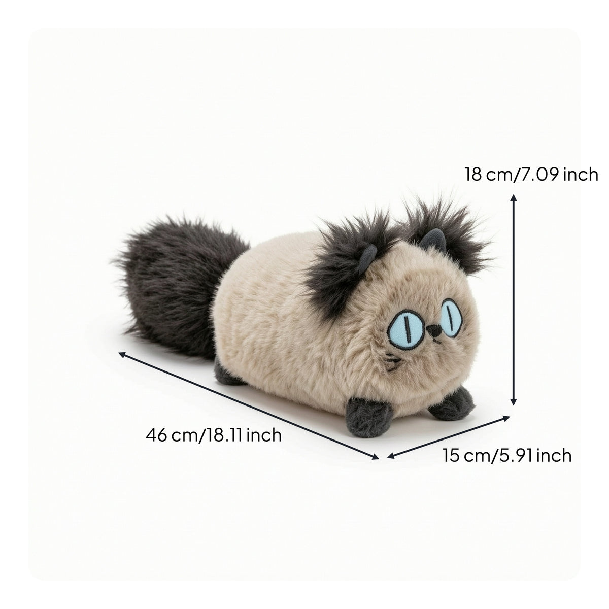 Stuffed Pillow with Tail Fuzzy Cat Stuffed Pillow Stuffed Cat Cylindrical Decorative for Children, Bed, Sofa