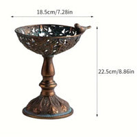 Pedestal Fruit Tray Vintage-Influenced Fruit Bowl with Pedestal Openwork Decorative Holder with Bird for Decorators, Dining Table, Entryway