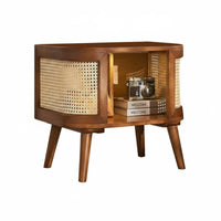 Minimalist Design Woven Door decorative Cabinet Nordic influenced Nightstand Japanese artistic Bedside Table Multi-Functional for Apartment Dwellers, homeowners, Adults, Bedroom, Living Room, Hallway, Entryway