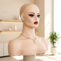 Mannequin Head with Shoulders Realistic Female Mannequin Head Makeup