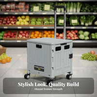 Foldable Shopping Cart Large Capacity Foldable Utility Cart Space Saving Portable Trolley with Wheels for Seniors, Adults, Supermarket, Moving, Travel