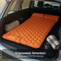 Lightweight Foot Pump Sleeping Mat Quick Inflation Portable Camping Bed Compact Camping Air Mattress with Pillow Long-Lasting for Campers, Outdoor Enthusiasts, Travelers, Car Travel, Hiking, Beach, Home