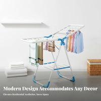 Foldable Angled-Wing Storage spaceSaving Wheeled Angled-Wing Drying Stand Rust-Resistant Clothes Airer for Apartment Dwellers, Parents, Balcony