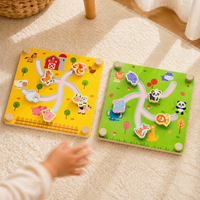 Wooden Maze Game, Double-Sided Logic Puzzle Board, 22x23.2cm Problem Solving Spatial Reasoning for Kids 4-6 Years