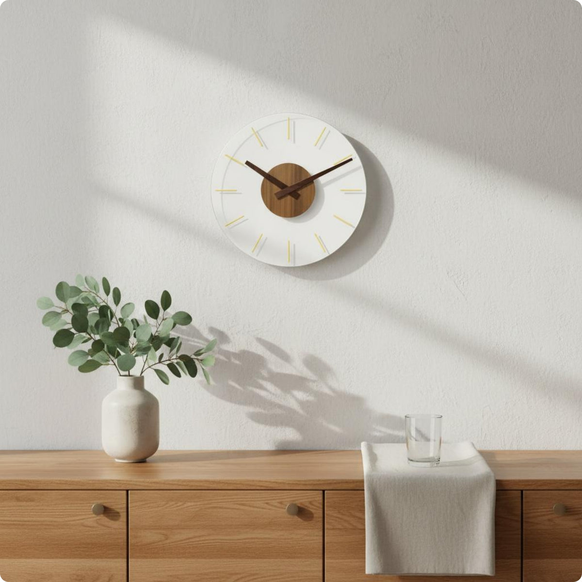 Minimalist Wall C-Clock Wooden Hands Home Decor Linear Markers