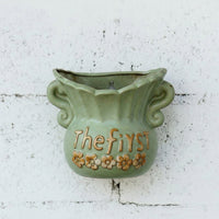 Plant Pots and Hanging Basket for Indoor Plants, Glazed Ceramic Wall Planter for Home Office, European Style Wall Mount with Handles, Brown