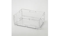 Foldable Storage Basket Stackable Foldable Storage Bin with Handle Transparent Clear Organizer for Cabinet, Closet, Pantry