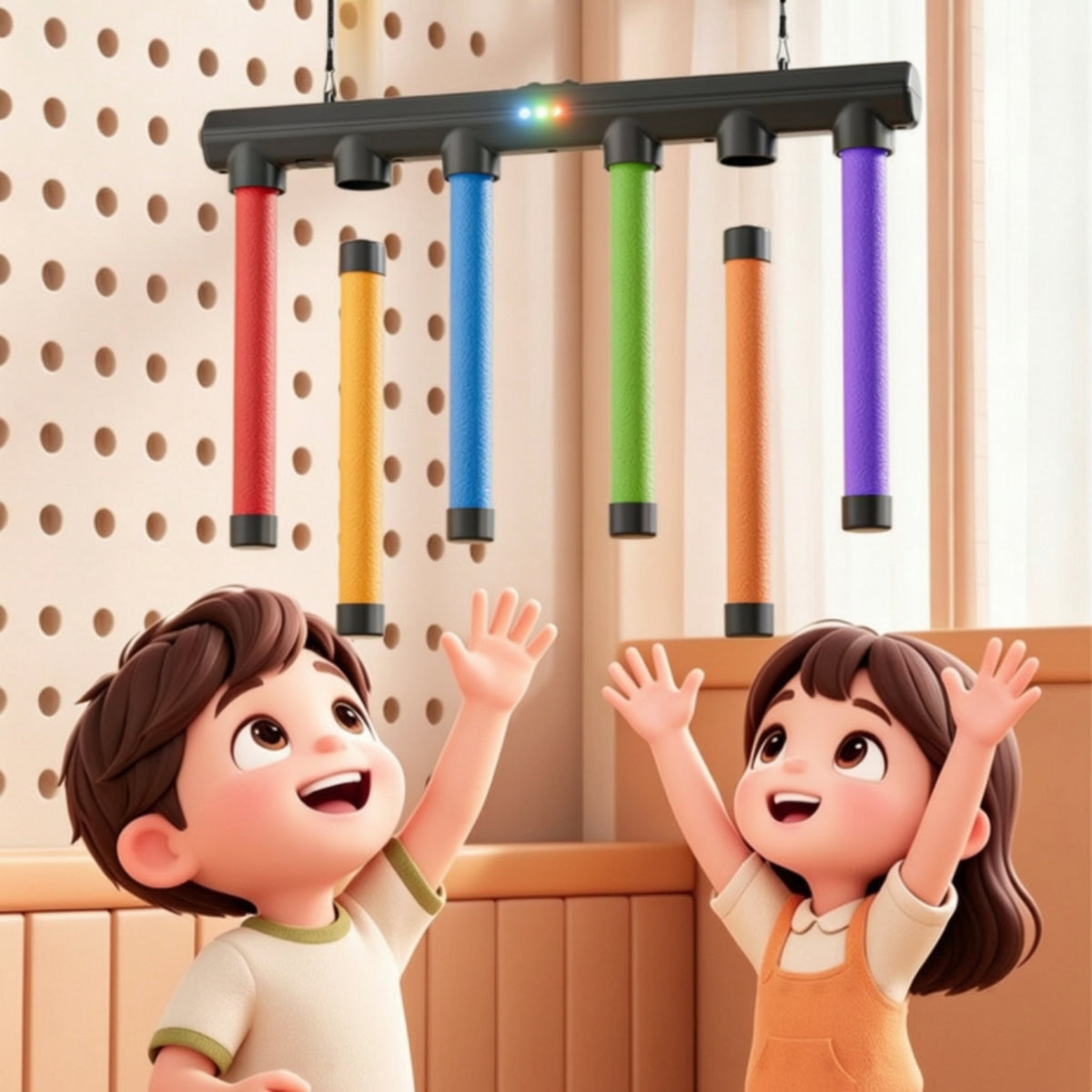 Hanging Reaction Training Toy with Drop Rods Rechargeable Hand-Eye Coordination Coach Interactive Response Drop Stick Game Textured for Athletes, Kids, Children, Gym, Home, Playroom