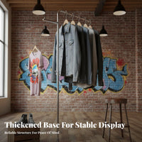 Freestanding Garment Rack Stainless Steel Construction Freestanding Garment Display Floor Standing Metal Boutique Display Rack for Boutiques, Showroom