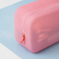 Semi-Transparent Silicone Cosmetic Bag Water-Resistant Silicone Makeup Pouch Lightweight Cosmetic Bag with Zipper Compact for Purse Organization