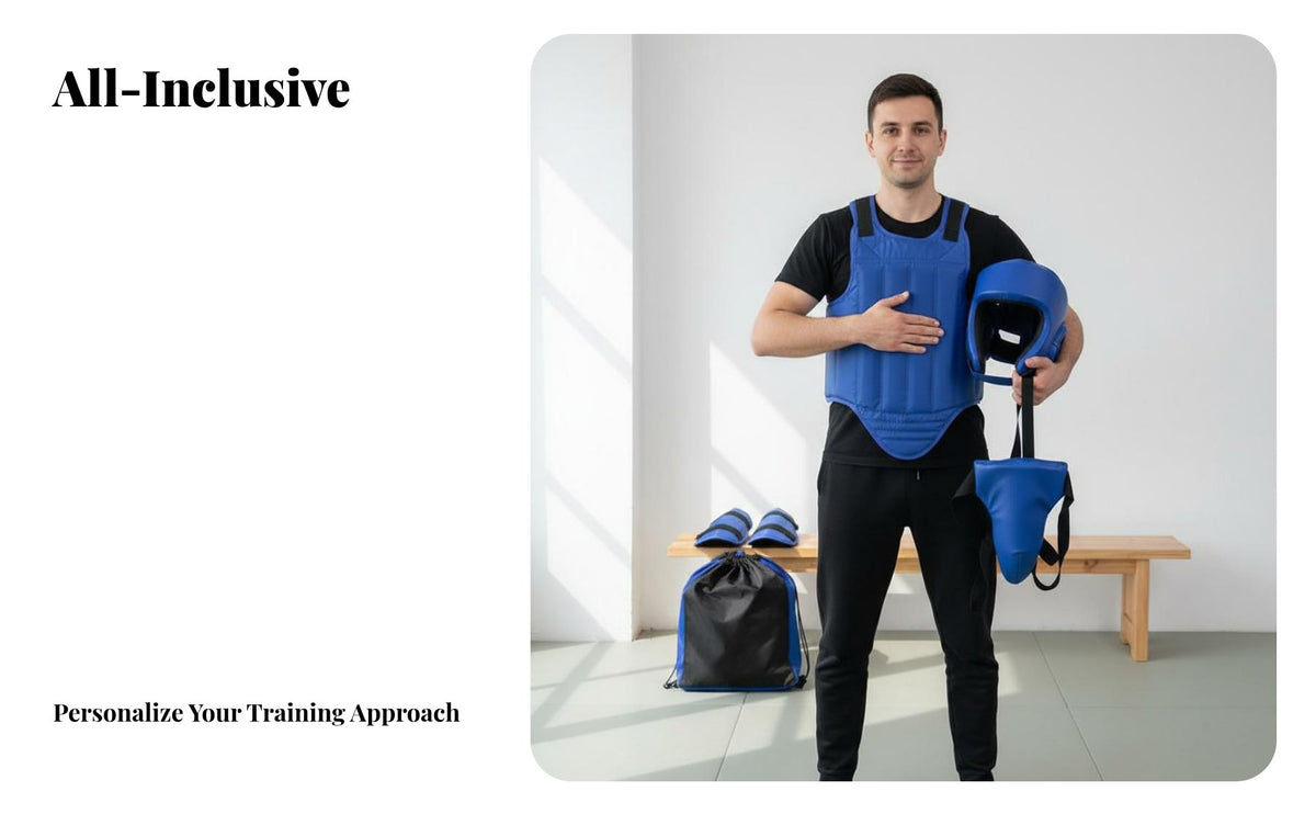 Adjustable Straps Sanda Fighting Gear Set Wear-Resistant Full Body Spar Arena Set Triple Layer Padding Full Body Spar Arena Protective Gear Reinforced Stitching for Adults, Teen, Beginners, Competition, Dojo, Gym