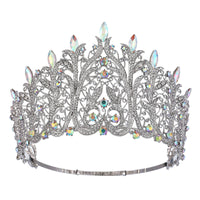 Baroque Pageant Crown Luxury Design Bridal Crystal Tiara Crystal Bead Full Crown Elegant Modeling Contest Tiara Sparkling