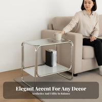 Minimalist Design Clear Multi-Tier Table Modern Aesthetic Wavy Transparent Table Space-Saving Nightstand Easy to Clean for Apartment Dwellers, Interior Designers, Living Room, Bedroom, Small Spaces, Entryway