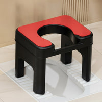 Squat-to-Sit Toilet Stool Padded Toilet Seat Stool with Pad Bathroom Aid U-Shaped Molded for Elderly