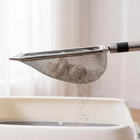 Cat Waste Sifter with Fine Mesh, Fine-mesh Stainless Steel Waste Sifter for Clumping Bentonite, Flat Sifter with Small Holes for Sifting