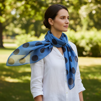 Polka Dot Silk Blend Scarf for Women, Lightweight Breathable Square Neck Scarf
