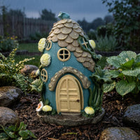 Solar House Lighting Fixture Shingled Roof Vine-Covered House Easy to Install Garden Figurine