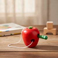 Wooden Threading Apple Child-Led Learning Apple Lacing Board with String Wooden Threading Toy Educational Non for Toddlers