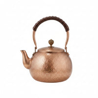Handmade Copper Tea Kettle Insulated Handle Tea Kettle with Hinged Lid Polished Vessel Hammered for Collectors, Kitchen Countertop