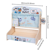 Pretend Supermarket Stand Playful Doodles Children's Shop Stall Storage Shelf Wooden Play Set