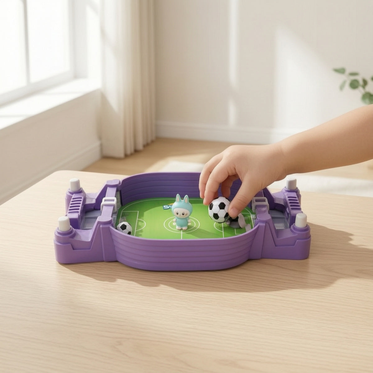 Two-Player Tabletop Soccer Game Compact Finger Soccer Set Portable Mini Table Football Game Competitive for Children, Families, Desk