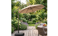 Offset Patio Umbrella with Weighted Base Heavy Duty Cantilever Patio Umbrella with Rolling Stand Waterproof for Homeowners, Backyard, Poolside, Garden