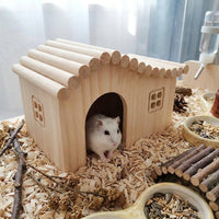 Bunny and Guinea Pig Houses, Ventilated Guinea Pig Shelters, 2-Level Wooden House with Stairs for Quail and Chickens