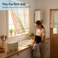 Cartoon Dog Pattern Kitchen Curtain for Water Heater and Pipe Concealment