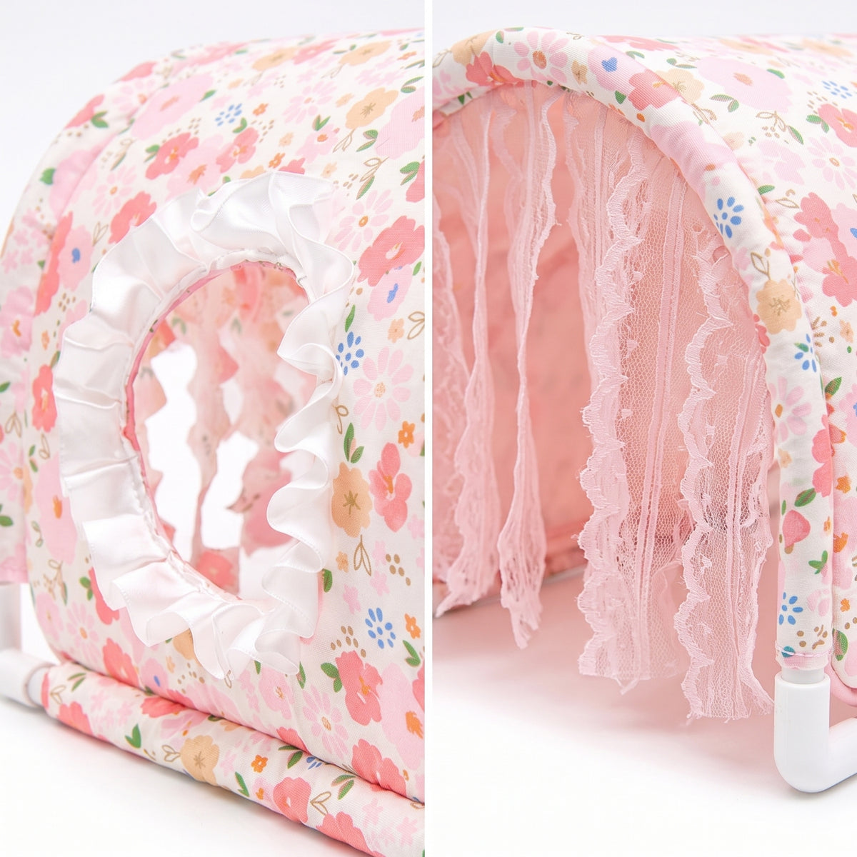 Pet Tunnel with Window Open-Bottom Arched Pet Shelter Cozy Tunnel for Guinea Pigs, Dwarf Bunnies, Cages, Playpens