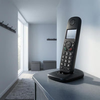 Backlit Display Digital Cordless Phone Numeric Keypad Cordless Handset Matte Black Phone Charging Base Compact
