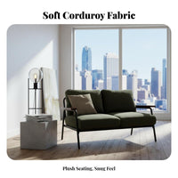 Retro Design Industrial Loveseat Small Apartment Friendly Compact 2-Seater Sofa Sturdy Metal Frame Couch Solid Wood Armrests for Homeowners, Business Owners, C Remove Ee Shop, Boutique, Lounge Area, Bedroom