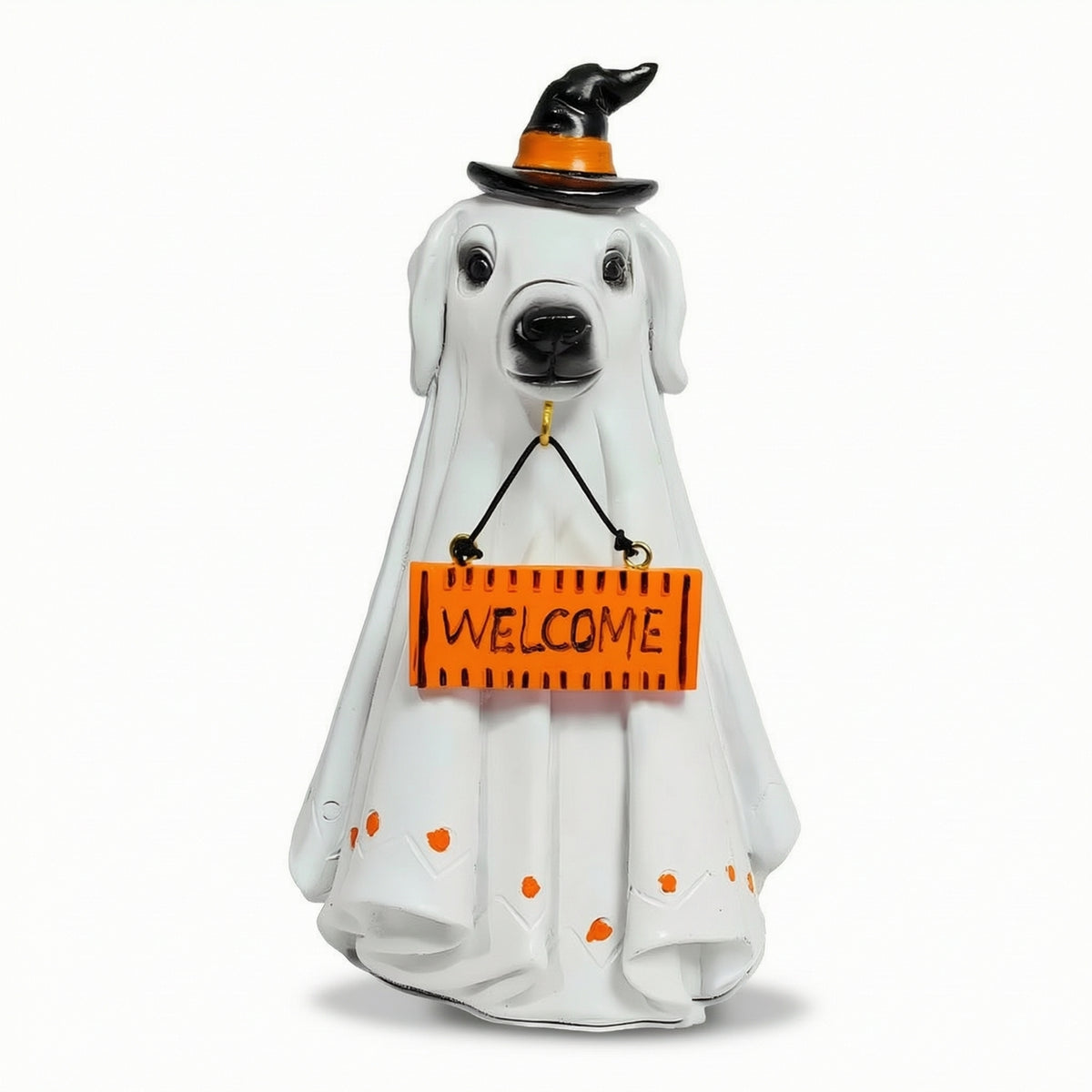 Indoor Ghost Figurine with Witch Hat Playful Ghost with Witch Hat Home Halloween Table Statue Desk for Classroom