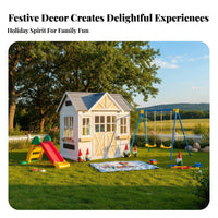Wooden Playhouse Solid Wood Construction children's Treehouse Child-Friendly Design Kids Outdoor Cabin for Young Children, Parents, Backyard, Patio