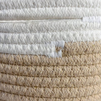 Two-Tone Woven Cotton Rope Basket Rounded Corners Cotton Rope Basket Soft Open-Top Organizer Bin Decorative