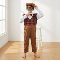 Kids Old Man Costume Single Piece Design Children's Grandpa Costume Self   for Young Children, Halloween, Stage Performance