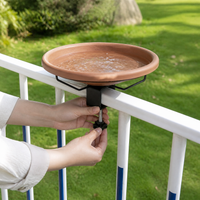 Balcony Railing Birdbath, 26.5cm Water Bowl for Outdoor Balcony, Easy Cleaning & Installation, Terracotta Brown